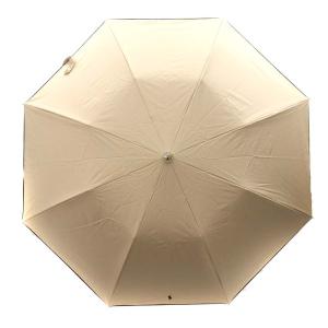 折り畳み傘 晴れ雨兼用 ロゴ刺繍 ベージュ