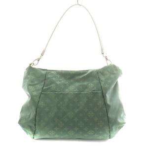 russet ハンドバッグ ショルダーバッグ 2way モノグラム ナイロン レザー 緑 グリーン