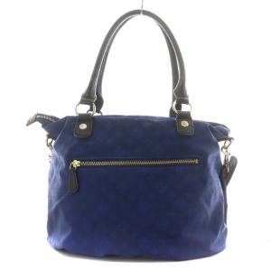 russet ショルダーバッグ ハンドバッグ トートバッグ 2way モノグラム ナイロン レザー 青 ブルー