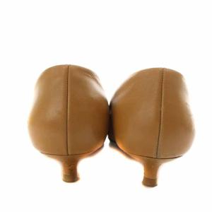 Salvatore Ferragamo パンプス レザー オープントゥ ローヒール ヴァラ 7.5D 25cm ベージュ