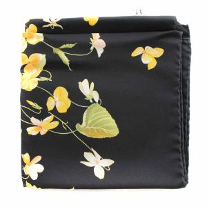 Salvatore Ferragamo スカーフ シルク 花柄 黒 ブラック
