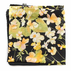 Salvatore Ferragamo スカーフ シルク 花柄 黒 ブラック