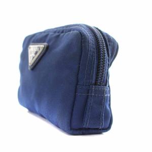 PRADA マルチポーチ ミニ ナイロン 三角ロゴプレート 紺 ネイビー