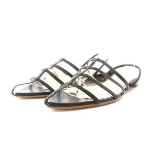 サンダル レザー 38 24.0cm 24.5cm 黒 ブラック