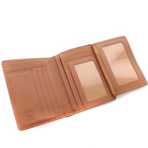 MCM 財布 レザー 二つ折り財布 ロゴ パスケース 定期入れ 茶 ブラウン