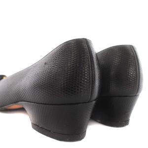 Salvatore Ferragamo パンプス リザード型押し ヴァラ リボン 5 22.5cm 黒 ブラック