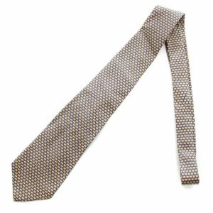 Salvatore Ferragamo ネクタイ レギュラータイ 絹 シルク 象柄 総柄 ベージュ 青 ブルー