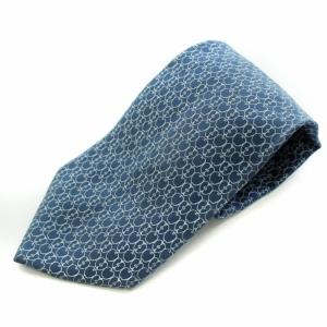 ネクタイ レギュラータイ 絹 シルク 総柄 青 ブルー