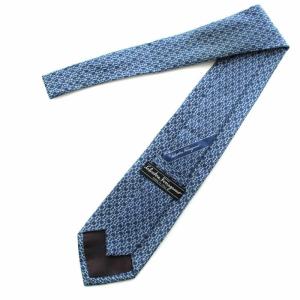 Salvatore Ferragamo ネクタイ レギュラータイ 絹 シルク 総柄 青 ブルー