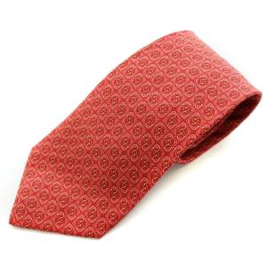 ネクタイ レギュラータイ 絹 シルク ガンチーニ柄 総柄 赤 レッド ピンク