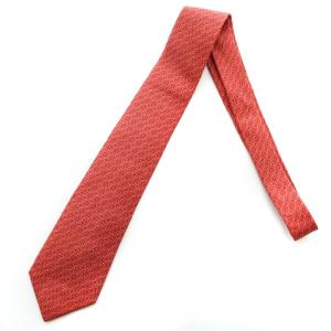 Salvatore Ferragamo ネクタイ レギュラータイ 絹 シルク ガンチーニ柄 総柄 赤 レッド ピンク