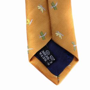 Salvatore Ferragamo ネクタイ トンボ柄 シルク イタリア製 オレンジ