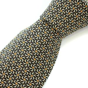 ネクタイ ワイドタイ 総柄 スター シルク イタリア製 スーツ ビジネス 黒 ブラック オレンジ