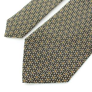 Salvatore Ferragamo ネクタイ ワイドタイ 総柄 スター シルク イタリア製 スーツ ビジネス 黒 ブラック オレンジ