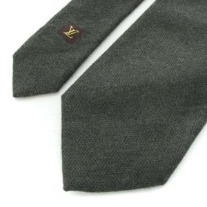 LOUIS VUITTON ネクタイ ワイドタイ カシミヤ シルク ワンポイント イタリア製 スーツ ビジネス グレー