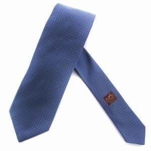 ネクタイ 総柄 シルク フランス製 青 ブルー