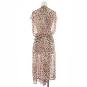 BEAUTY&YOUTH UNITED ARROWS タグ付き カーディガン ロング シアー レオパード ヒョウ柄 フレンチスリーブ リボン FREE 茶 ブラウン