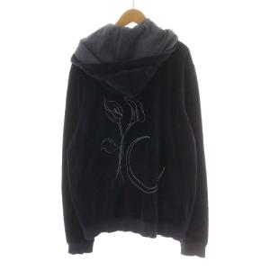 EMPORIO ARMANI パーカー ジップアップ ベロア L 紺 ネイビー