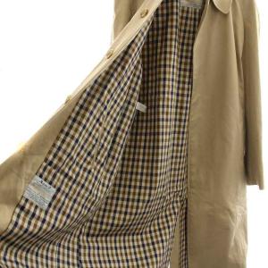 Aquascutum ステンカラーコート スプリングコート ロング シングル 裏地チェック 36 S ベージュ