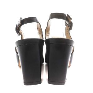 Salvatore Ferragamo パンプス ヒール スクエアトゥ レザー 4 21.5cm 黒 ブラック