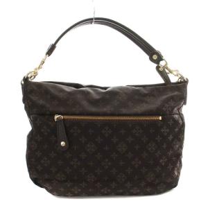 russet ショルダーバッグ ハンドバッグ 2WAY ナイロン レザー 総柄 ダークブラウン