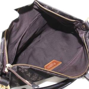 russet ショルダーバッグ ハンドバッグ 2WAY ナイロン レザー 総柄 ダークブラウン