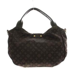 russet ショルダーバッグ ハンドバッグ 2WAY ナイロン レザー 総柄 インナーバッグ付き ダークブラウン