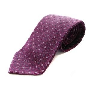 ネクタイ レギュラータイ 総柄 絹 シルク 紫 パープル