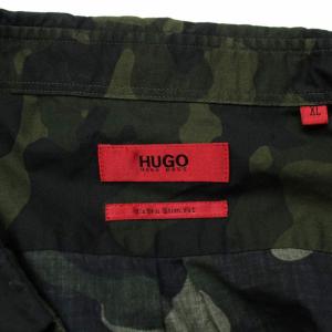 HUGO BOSS ミリタリーシャツ 長袖 迷彩柄 カモフラ XL 緑 グリーン 黒 ブラック GY21