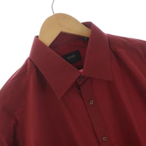 HUGO BOSS ワイシャツ ドレスシャツ レギュラーカラー 長袖 17 XL 赤 レッド GY21