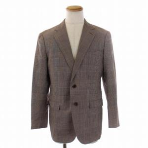 UNITED ARROWS スーツ セットアップ 上下 テーラードジャケット シングル 2B パンツ ジップフライ グレンチェック ウール 48 L 茶