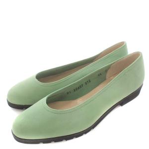 パンプス フラットシューズ ヌバック 6.5 24cm グリーン 緑