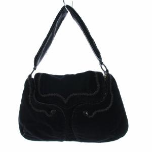JAMIN PUECH ハンドバッグ ワンショルダー ビーズ ベロア 黒 ブラック