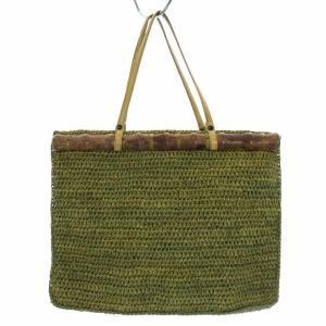 JAMIN PUECH ハンドバッグ かごバッグ 編み込み バンブー カーキ