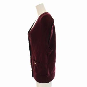 Leilian ニットベスト 前開き Vネック 金ボタン ヴィンテージ 9 M ボルドー