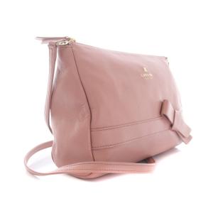 LANVIN ショルダーバッグ ポシェット 斜めがけ リボン ロゴ レザー ピンク GY19