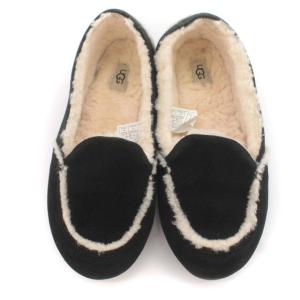 UGG australia HAILEY ヘイリー モカシン スリッポン スエード ムートン 裏ボア 1020029 靴 シューズ US7 24cm 黒
