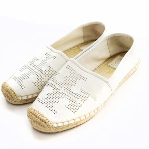 スリッポン エスパドリーユ レザー 7 24.0cm 白 ホワイト