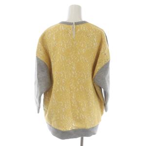 N°21 トレーナー スウェット クルーネック プルオーバー 長袖 バックレース 切替 プリント 42 M グレー 黒 ブラック 黄色