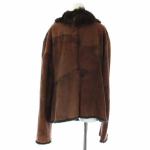 ARMANI JEANS スエードジャケット ファー ショートコート アウター IT48 XXL 赤茶 レッド ブラウン