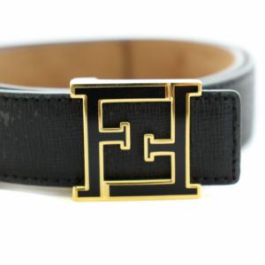 FENDI ベルト ハトメ ズッカ柄バックル レザー 75/30 黒 ブラック 8C0496