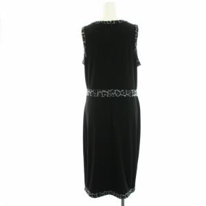 MICHAEL Michael Kors ワンピース ノースリーブ タイト ミモレ ロング 総柄 M 黒 ブラック 白 ホワイト