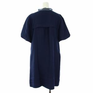 MARC by MARC JACOBS ワンピース シルク100％ フリル 半袖 ひざ丈 M 紺 ネイビー