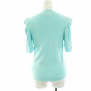 LANVIN en Bleu パワーショルダーニット カットソー ハイネック リブ 半袖 38 M 水色 ライトブルー 3166810