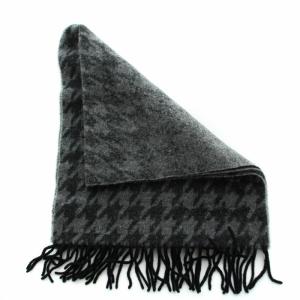 EMPORIO ARMANI マフラー ストール 千鳥格子 フリンジ グレー 黒 ブラック