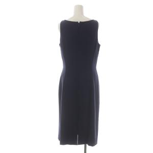 ARMANI COLLEZIONI ノースリーブワンピース ひざ丈 Uネック ウール 42 L 紺 ネイビー MC