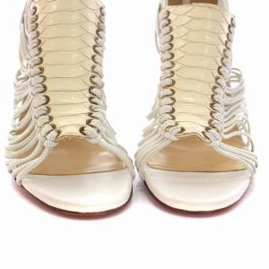Christian Louboutin サンダル ピンヒール パイソン レザー 37.5 23.5cm 白 ベージュ