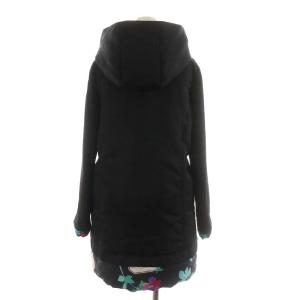 LEONARD SPORT ダウンコート ロング丈 フード 花柄 アウター 38 M ブラック