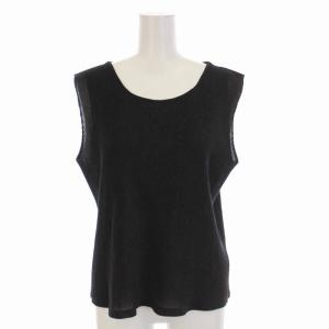 イッセイミヤケ タンクトップ カットソー ノースリーブ プリーツ 黒 ブラック