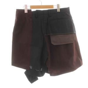 kolor 2022年 ハーフパンツ ショートパンツ ジップフライ 切替 タック 2 M 茶 ブラウン 紺 ネイビー